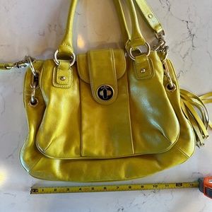 Botkier handbag with shoulder strap, inside zipper, bright yellow green